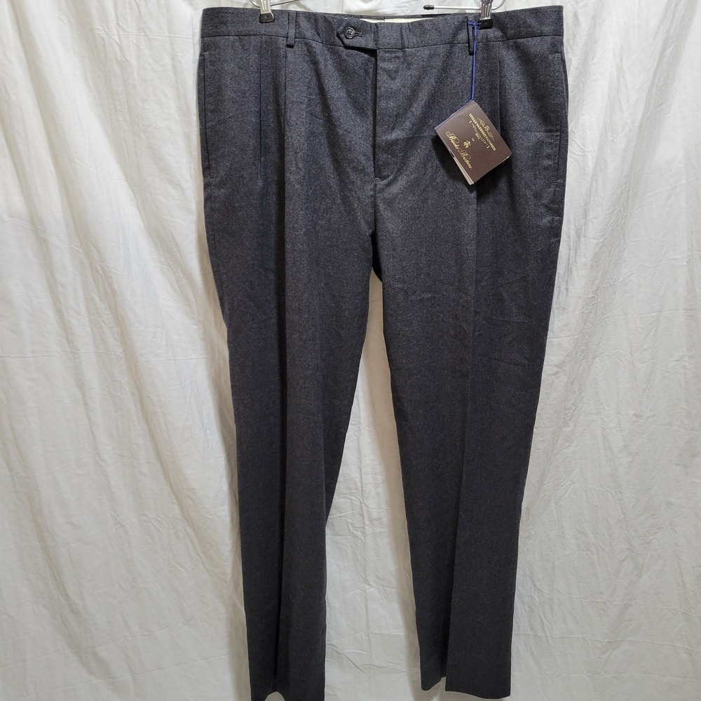 Brooks Brothers NWT Classic Trousers Gray Vitale Barberis Canonico Pants 40x32